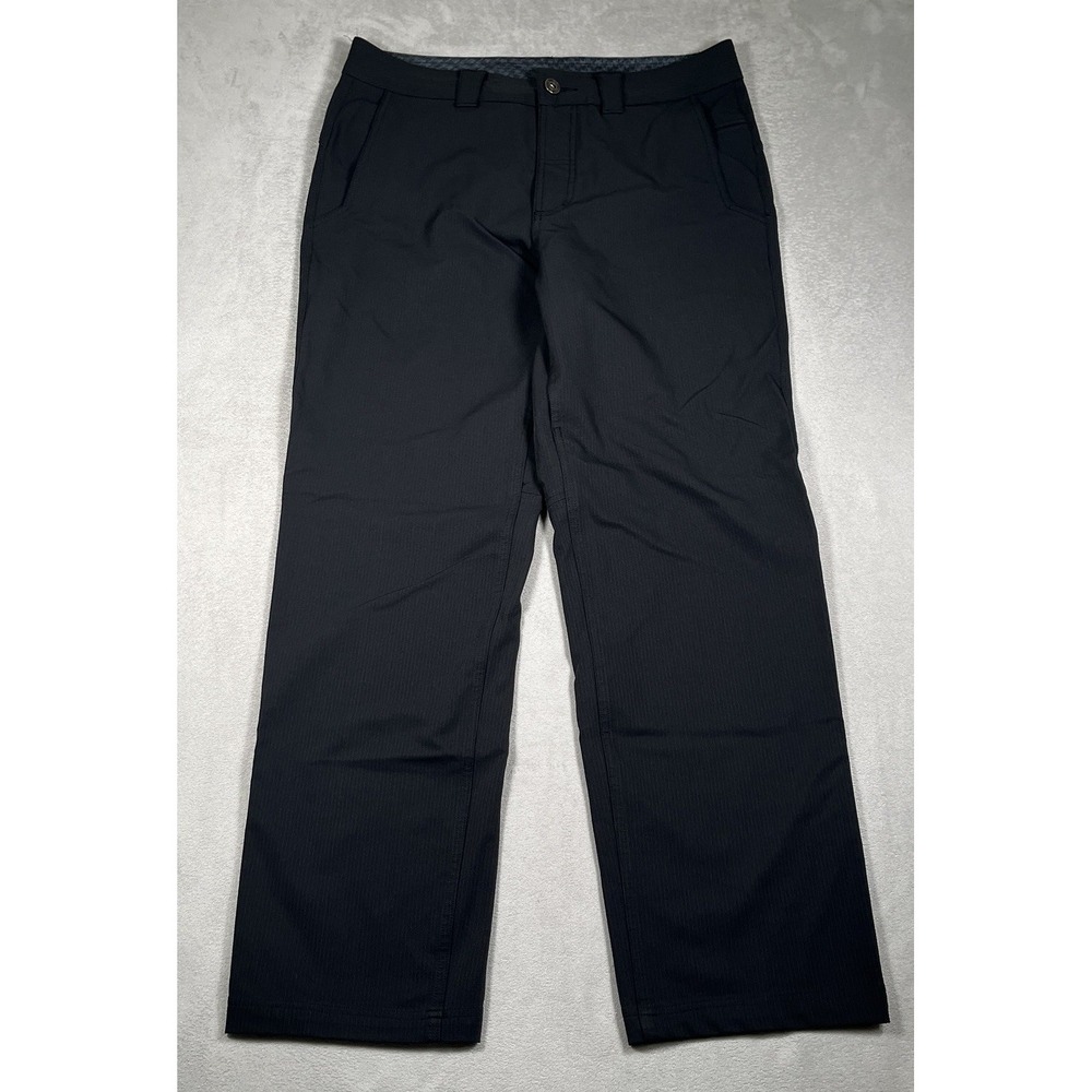 Lululemon Pants Men 34 Black Pinstripe Straight Leg Breathable Inner Hem Stretch